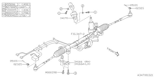 2014 Subaru XV Crosstrek Steering Universal Joint Assembly Diagram for 34170FJ030