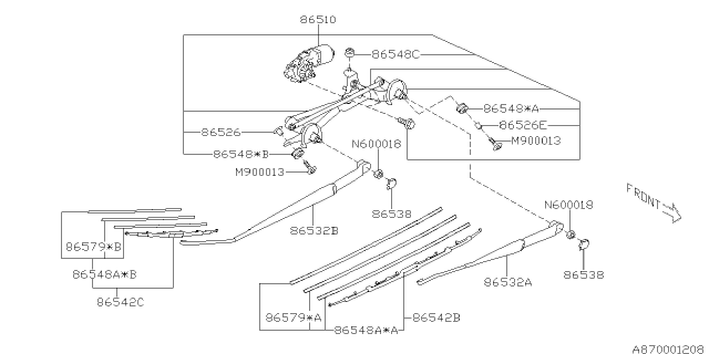 2016 Subaru Crosstrek Wiper - Windshilde Diagram 1