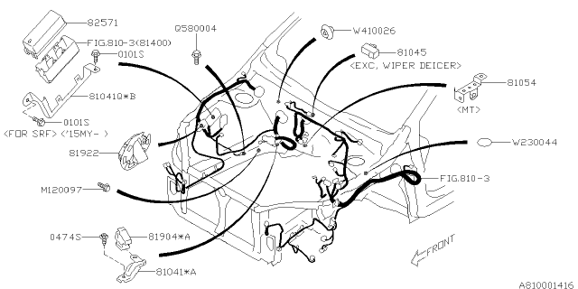 2015 Subaru XV Crosstrek Wiring Harness Center Bhd Diagram for 81402FJ123