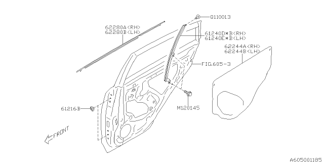 2015 Subaru XV Crosstrek SASH Assembly PTN Rear WRH Diagram for 62240FJ0019P