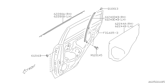 2015 Subaru XV Crosstrek WEATHERSTRIP Out Door Rear WGNRH Diagram for 62280FJ000