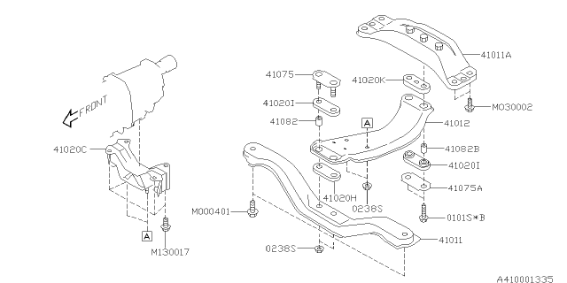 2015 Subaru XV Crosstrek Cushion Rub Rear Diagram for 41022AJ070