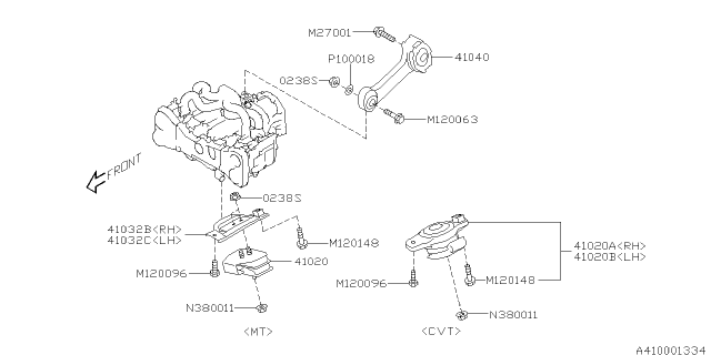 2014 Subaru XV Crosstrek Engine Mounting Diagram 1