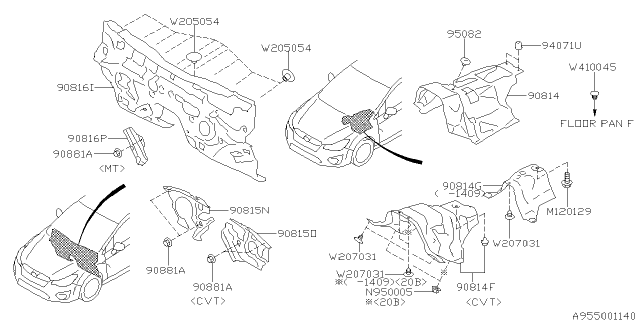 2014 Subaru XV Crosstrek Floor Insulator Diagram 2
