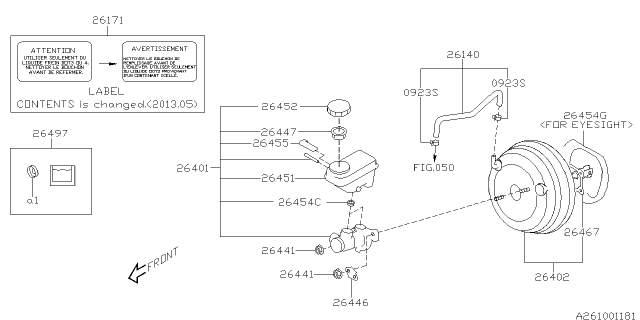 2013 Subaru XV Crosstrek Brake System - Master Cylinder Diagram 4