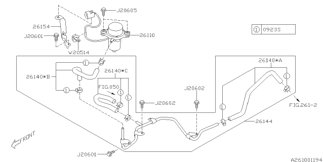 2015 Subaru XV Crosstrek Vacuum Pipe&Hose Assembly LHD Diagram for 26130FJ040