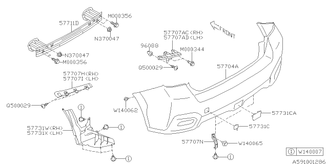 2014 Subaru XV Crosstrek Bumper Face Rear Xv Diagram for 57704FJ040