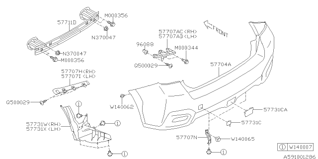 2014 Subaru XV Crosstrek Cover Hook Rear Diagram for 57731FG010F4