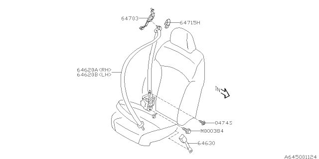 2014 Subaru XV Crosstrek Front Seat Belt Diagram