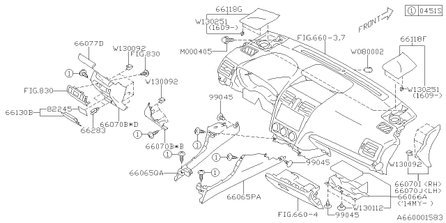 2017 Subaru Crosstrek Panel Center Lower RH Diagram for 66241FJ021VH