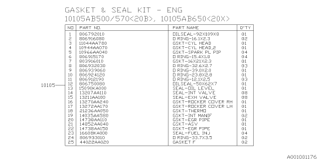 2013 Subaru XV Crosstrek Engine Assembly Diagram 6