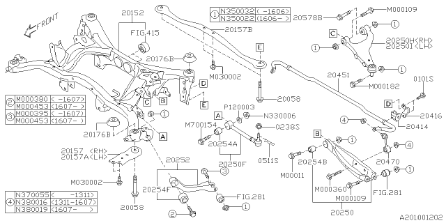 2015 Subaru XV Crosstrek Rear Suspension Diagram 1