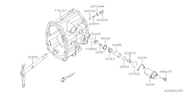 2015 Subaru XV Crosstrek Shifter Fork & Shifter Rail Diagram 1