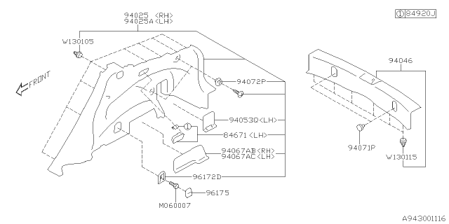 2013 Subaru XV Crosstrek Trunk Room Trim Diagram 1