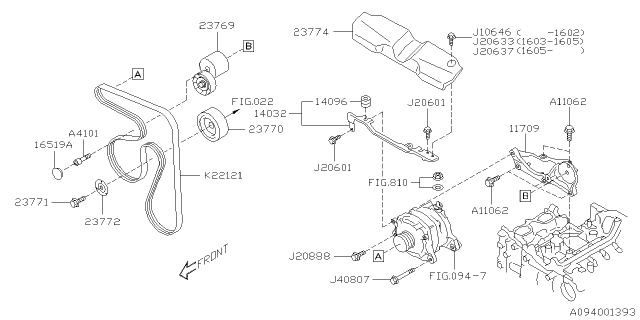 2016 Subaru Crosstrek Bolt PULLEY IDLER Diagram for 23771AA050