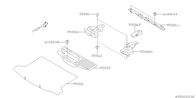 2014 Subaru XV Crosstrek Mat Floor Rear Rear HEV Diagram for 95066FJ050VH