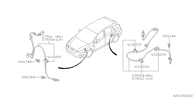 2013 Subaru XV Crosstrek Sensor Sub Assembly Ft LH Diagram for 27540FJ010