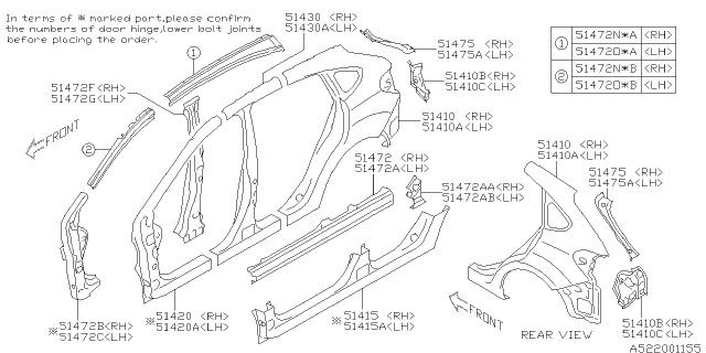 2013 Subaru XV Crosstrek Reinforcement Complete Rl Side O 5LH Diagram for 51456FJ0319P