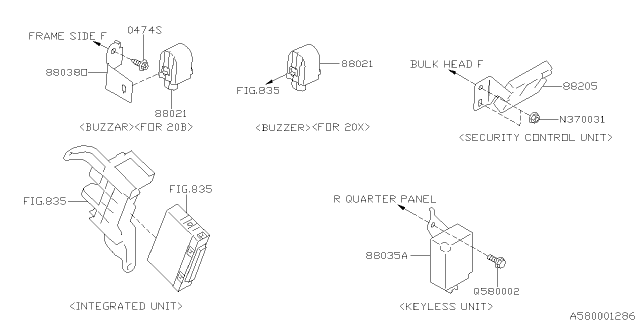 2013 Subaru XV Crosstrek Key Kit & Key Lock Diagram 5