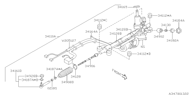 2013 Subaru XV Crosstrek Power Steering Gear Box Diagram 2