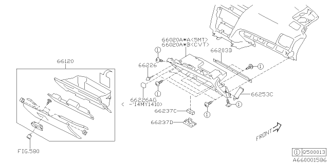 2014 Subaru XV Crosstrek Instrument Panel Diagram 5
