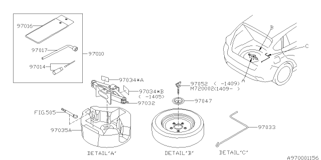2014 Subaru XV Crosstrek Jack Diagram for 97032FG020