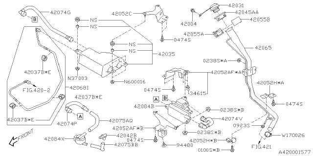 2014 Subaru XV Crosstrek CANISTER Us Diagram for 42035FJ040
