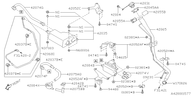 2014 Subaru XV Crosstrek Bracket Complete Upper Us Diagram for 42052FJ670