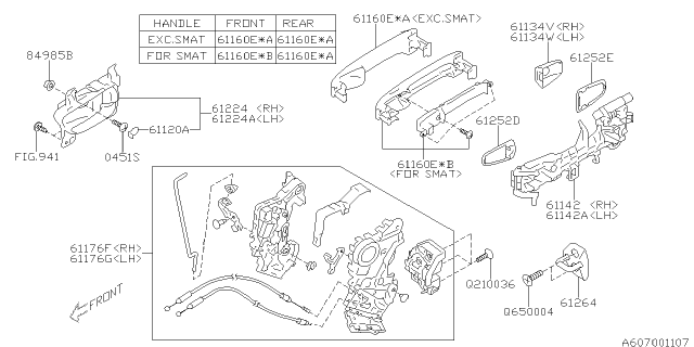 2017 Subaru Crosstrek Outer Door Handle Diagram for 61160FJ030I9