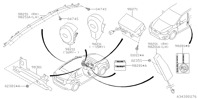 2014 Subaru XV Crosstrek Air Bag Module Assembly Side LH Diagram for 98201FJ031