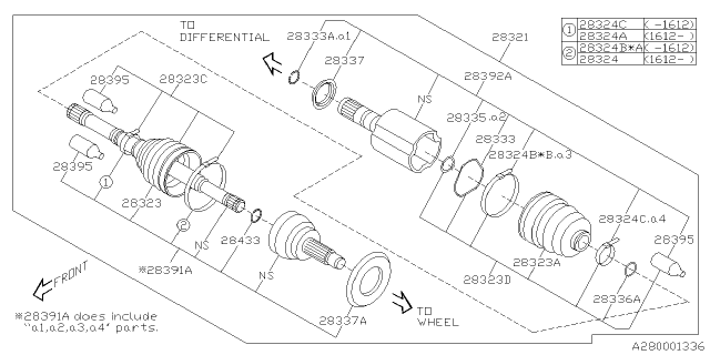 2017 Subaru Crosstrek Front Shaft Joint Kit Diagram for 28391AJ050