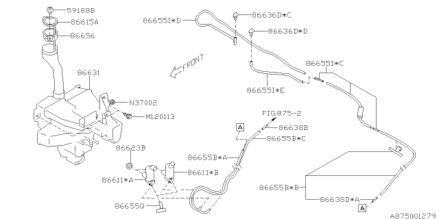 2014 Subaru XV Crosstrek Front Washer Reservoir Diagram for 86631FJ300