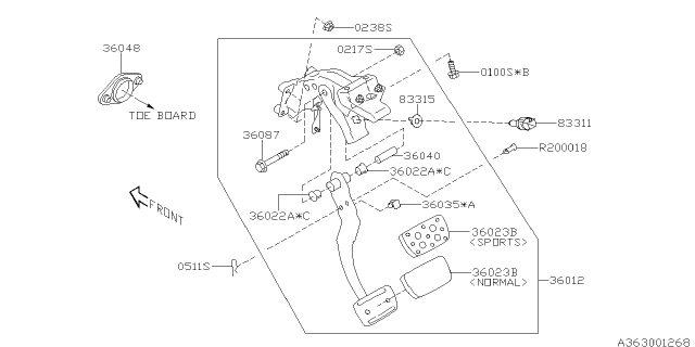 2014 Subaru XV Crosstrek Pedal System Diagram 7