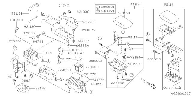 2016 Subaru Crosstrek Console Box Diagram 1