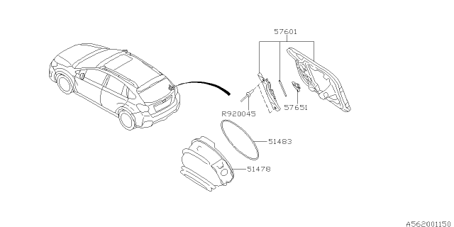 2016 Subaru Crosstrek Spring Flap Diagram for 57651FJ000