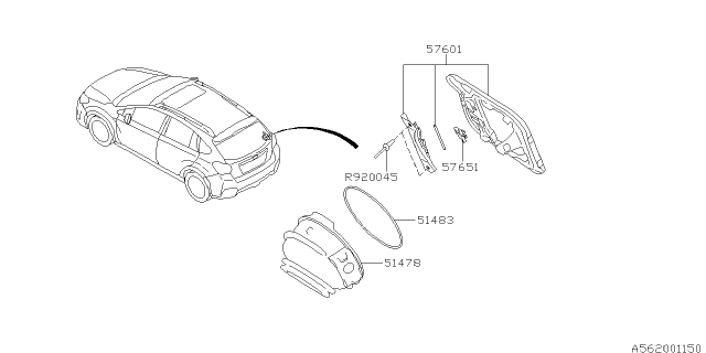 2016 Subaru Crosstrek Fuel Filler Door Diagram for 57601FJ0009P