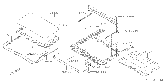 2017 Subaru Crosstrek Sun Shade Assembly Diagram for 65470FJ010ME