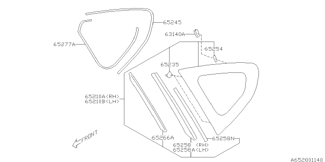 2014 Subaru XV Crosstrek Window Glass Assembly Rear QTRPLH Diagram for 65209FJ030