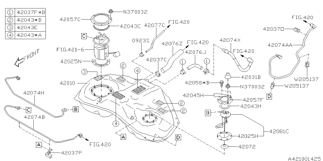 2014 Subaru XV Crosstrek Gasket Diagram for 42025AG050