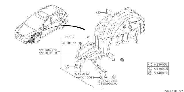 2014 Subaru XV Crosstrek Plate Air Flap LH Diagram for 59123FJ030