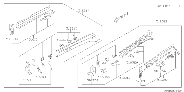 2013 Subaru XV Crosstrek Body Panel Diagram 11