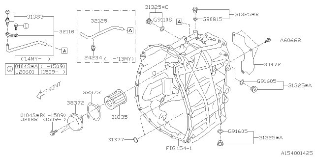 2015 Subaru XV Crosstrek Automatic Transmission Case Diagram 4