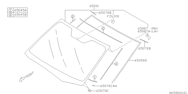 2015 Subaru XV Crosstrek Windshield Glass Diagram