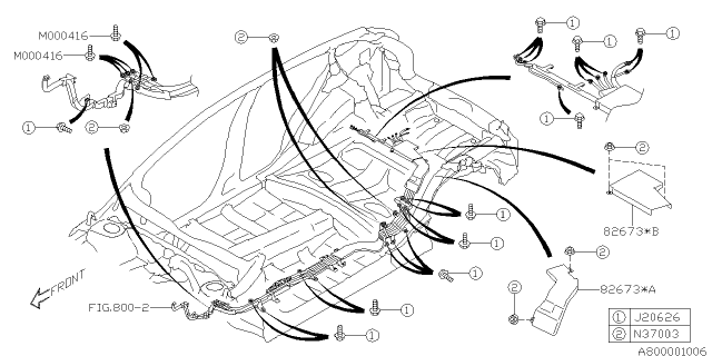 2015 Subaru XV Crosstrek Cover Shield Bat Diagram for 82673FJ010