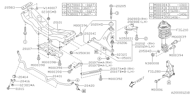 2016 Subaru Crosstrek Arm Assembly Front LH Diagram for 20202FJ050