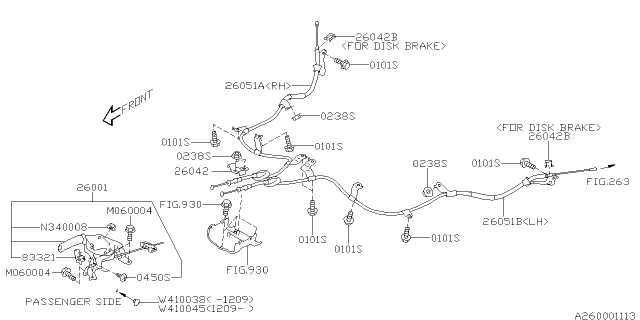 2013 Subaru Impreza Cable Assembly H B Left Diagram for 26051FJ011