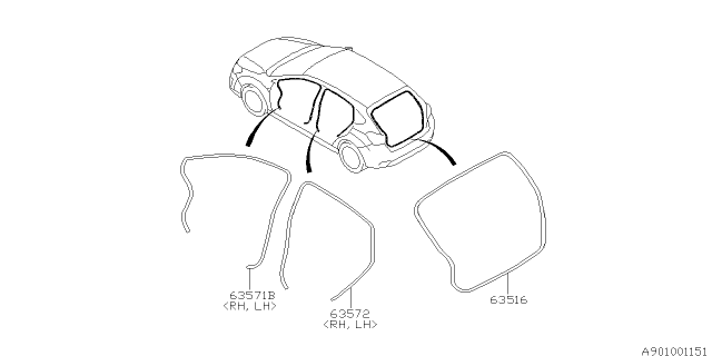 2014 Subaru Impreza Wagon Weather Strip Diagram 1