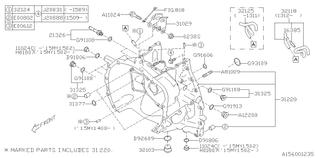 2015 Subaru Impreza Torque Converter & Converter Case Diagram 1