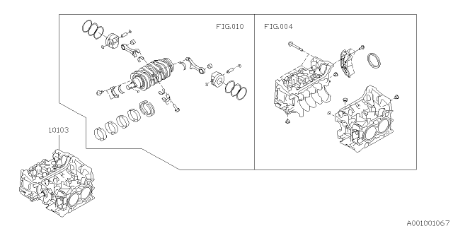 2012 Subaru Impreza Short Block Engine Assembly Diagram for 10103AC240