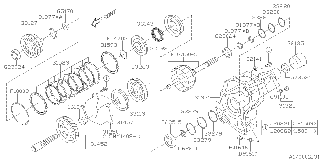 2015 Subaru Impreza Automatic Transmission Transfer & Extension Diagram